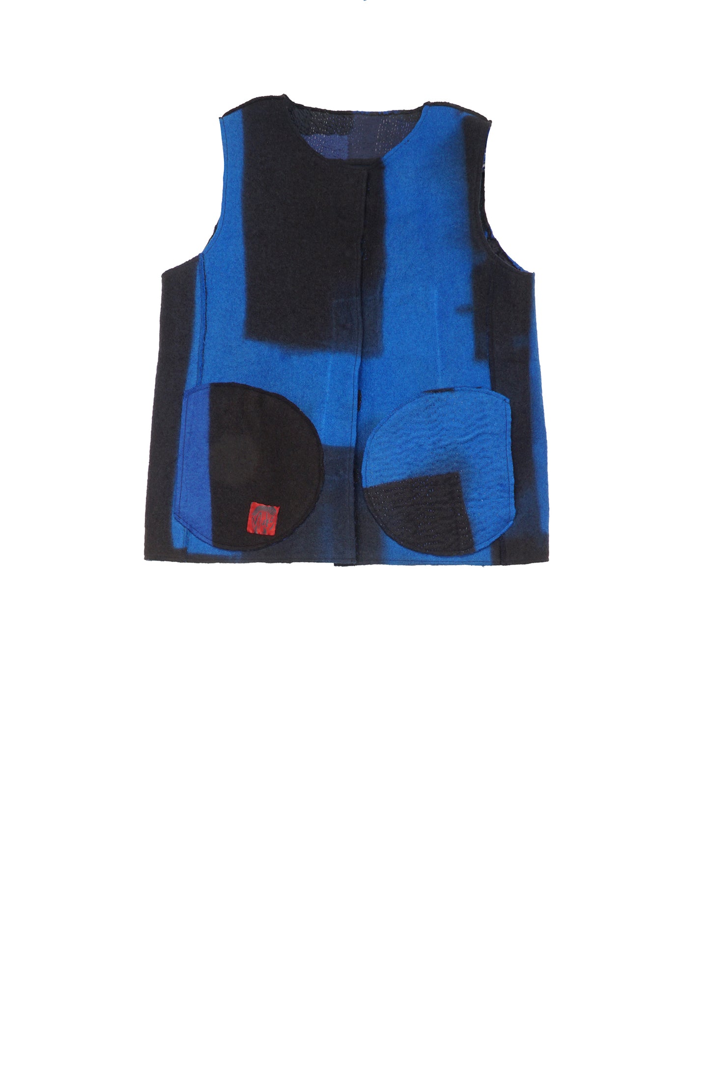 BOILED WOOL KANTHA CREW NECK FITTED VEST