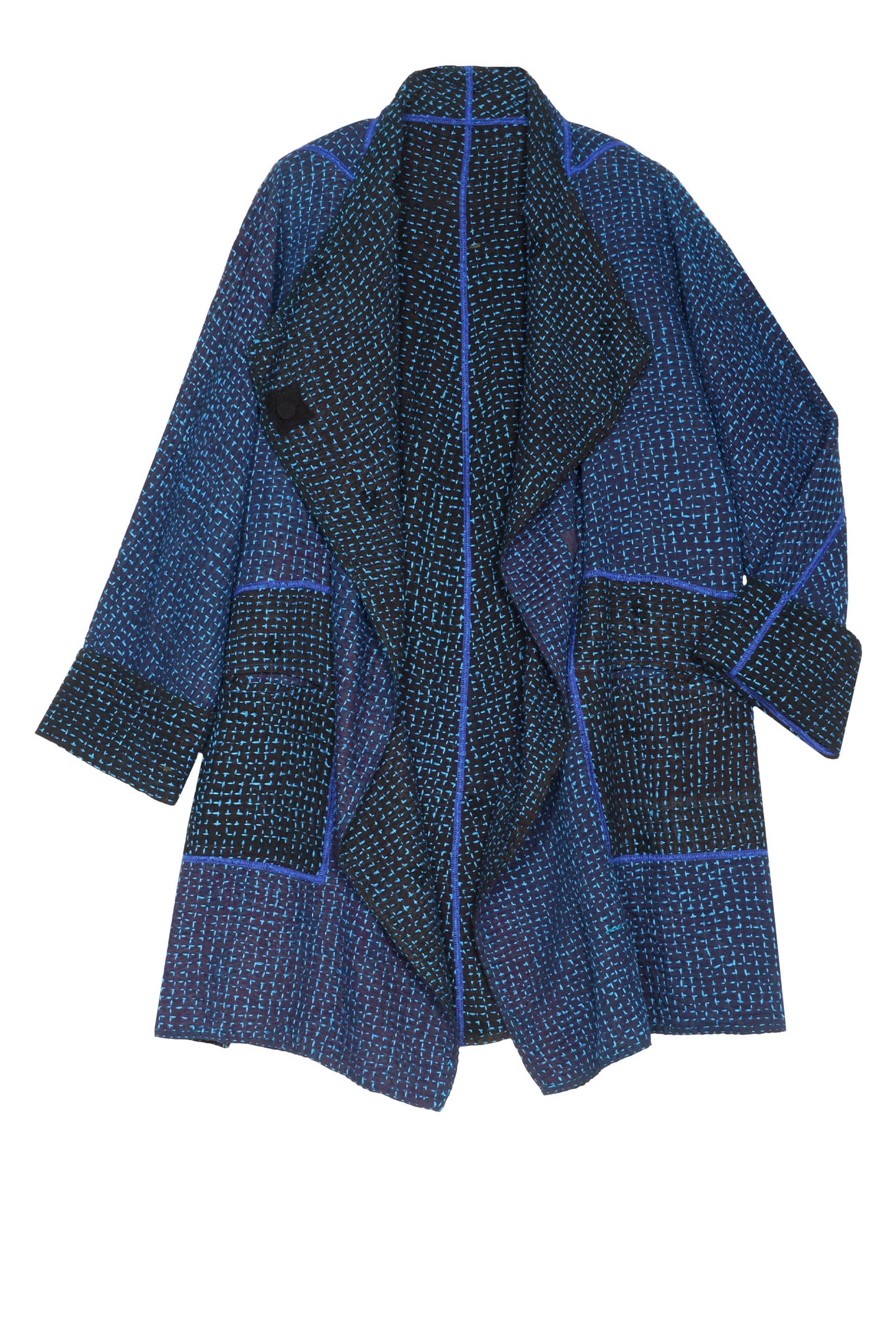 WAFFLE KANTHA FUNNEL COLLAR COAT