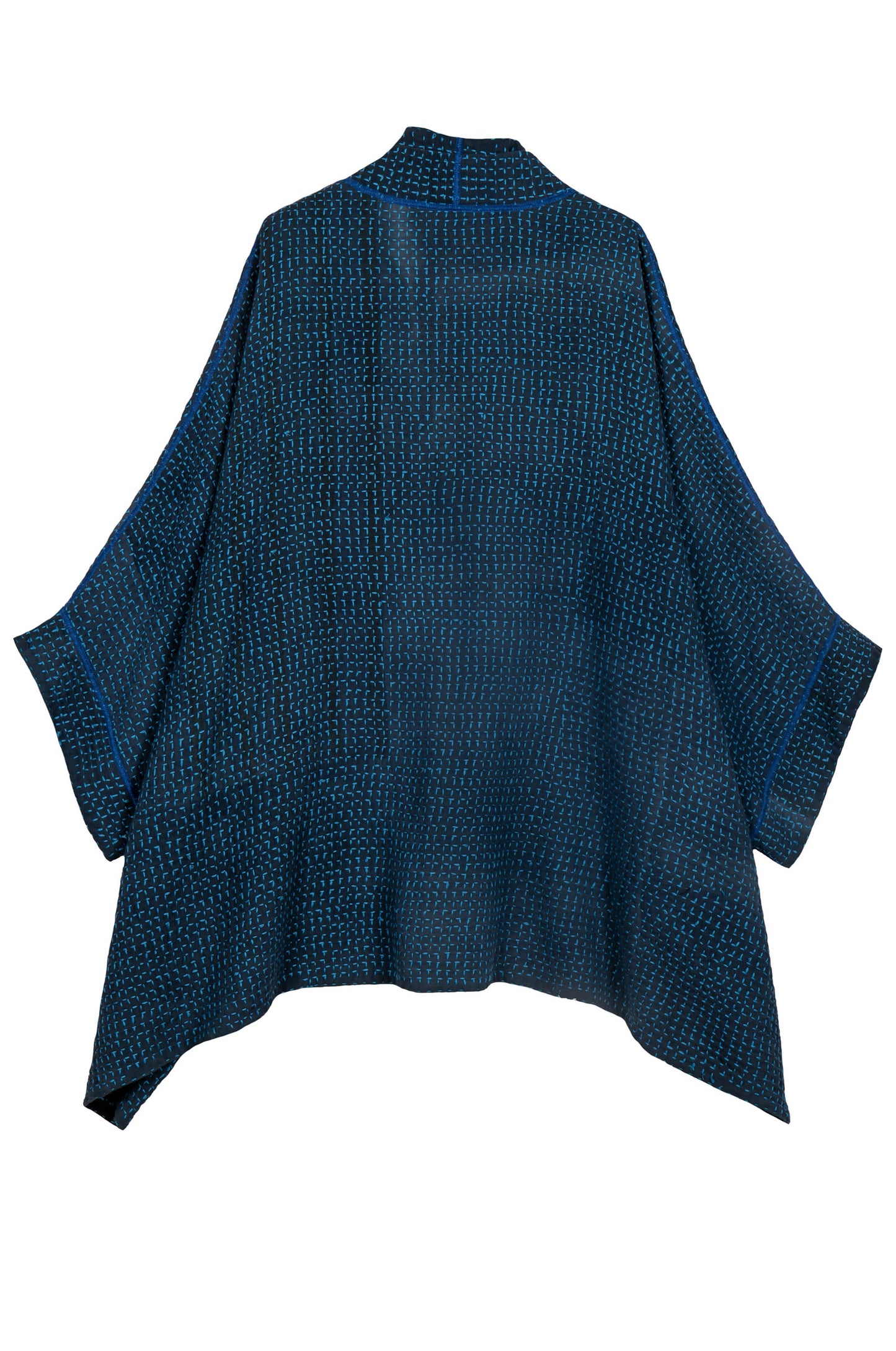 WAFFLE KANTHA DOUBLE COLLAR PONCHO