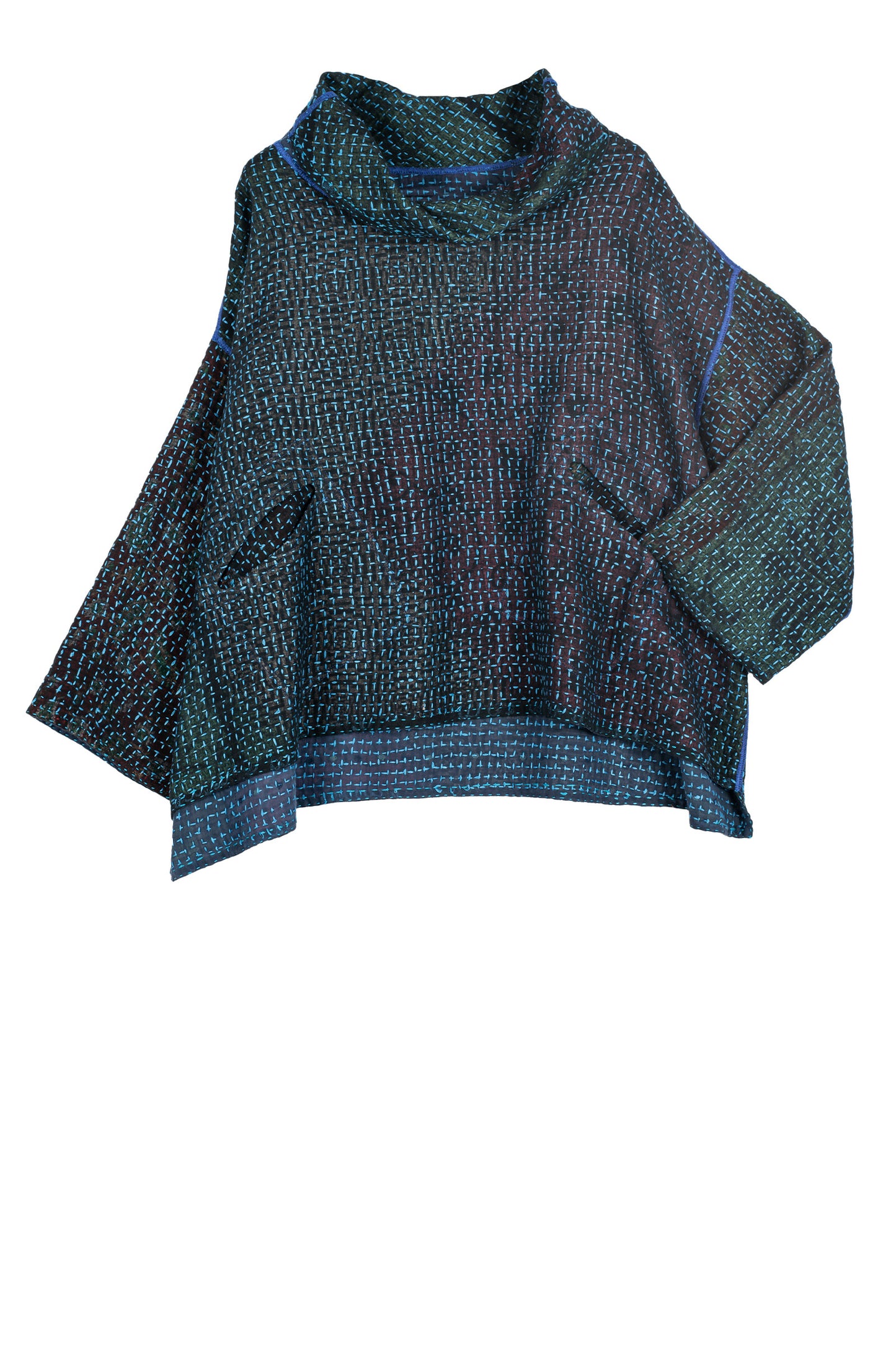 WAFFLE KANTHA COWL PULLOVER