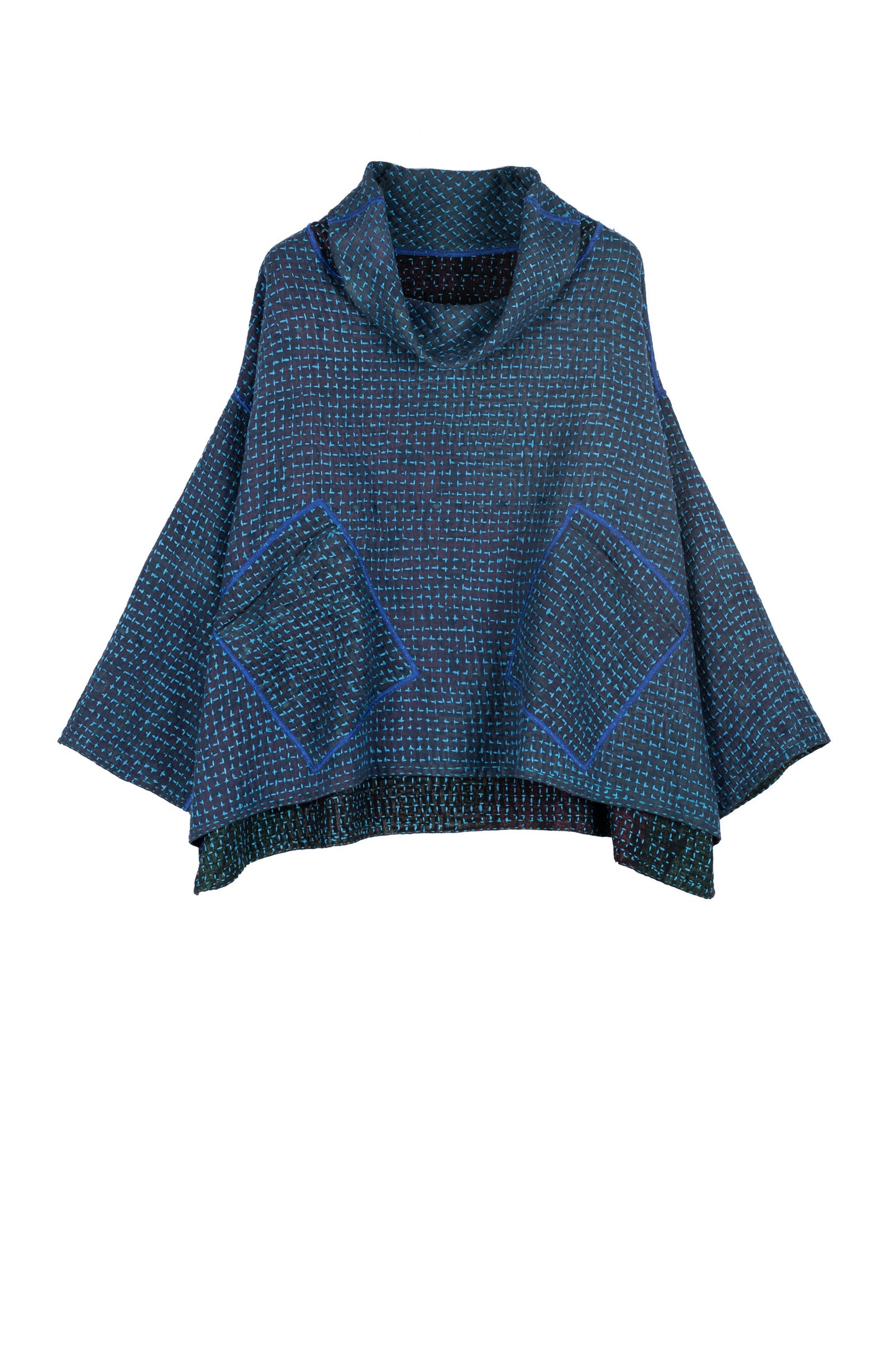 WAFFLE KANTHA COWL PULLOVER