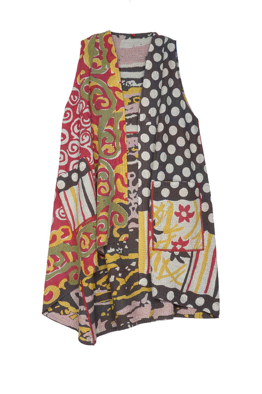 WHITE NIGHT KANTHA WRAP VEST