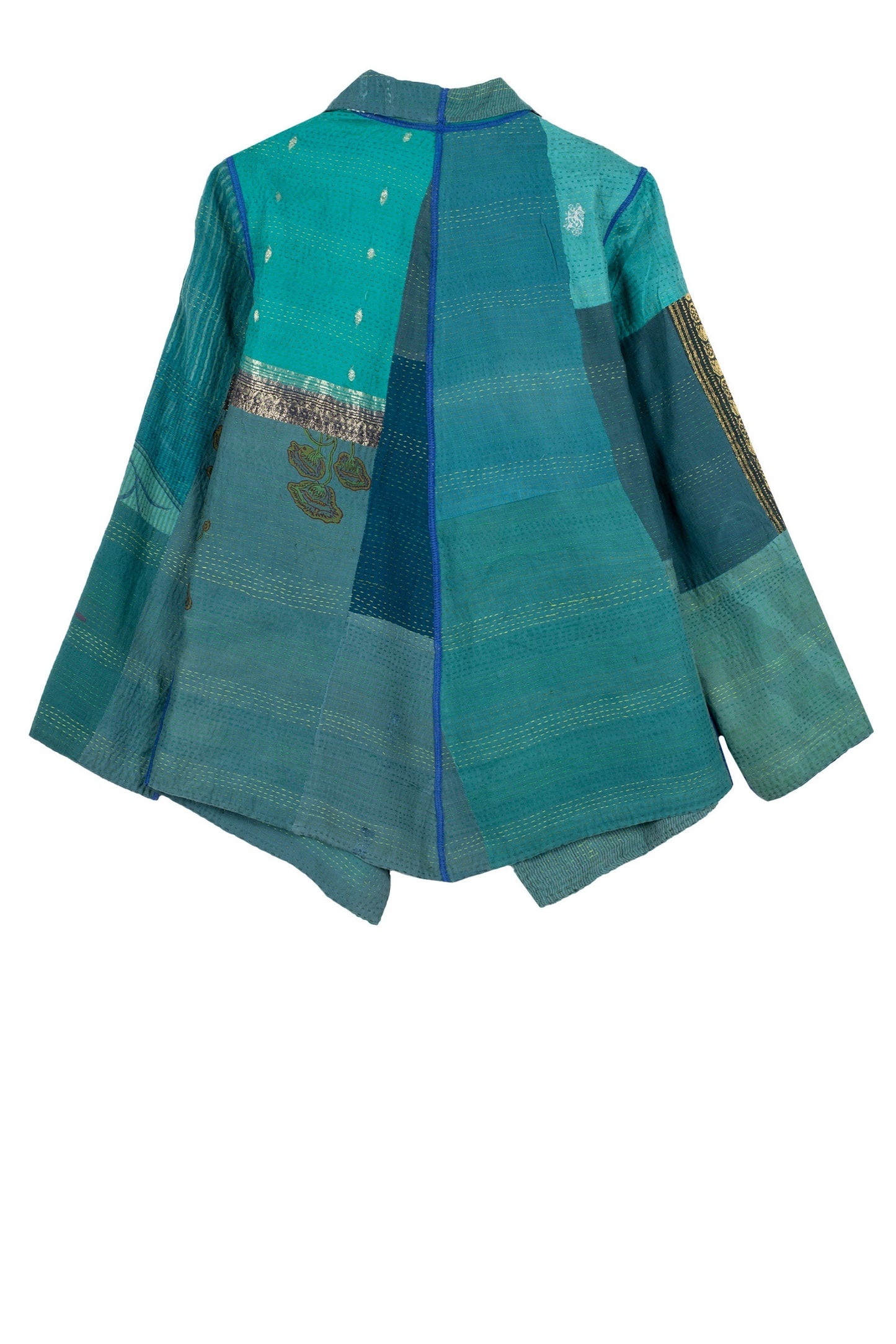 COTTON SILK SW PATCH KANTHA WING COLLAR JACKET