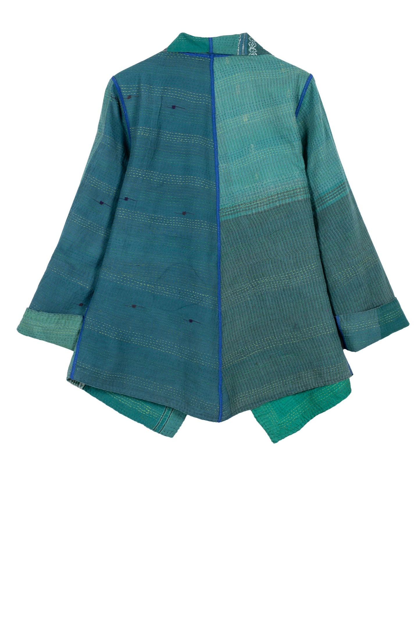 COTTON SILK SW PATCH KANTHA WING COLLAR JACKET