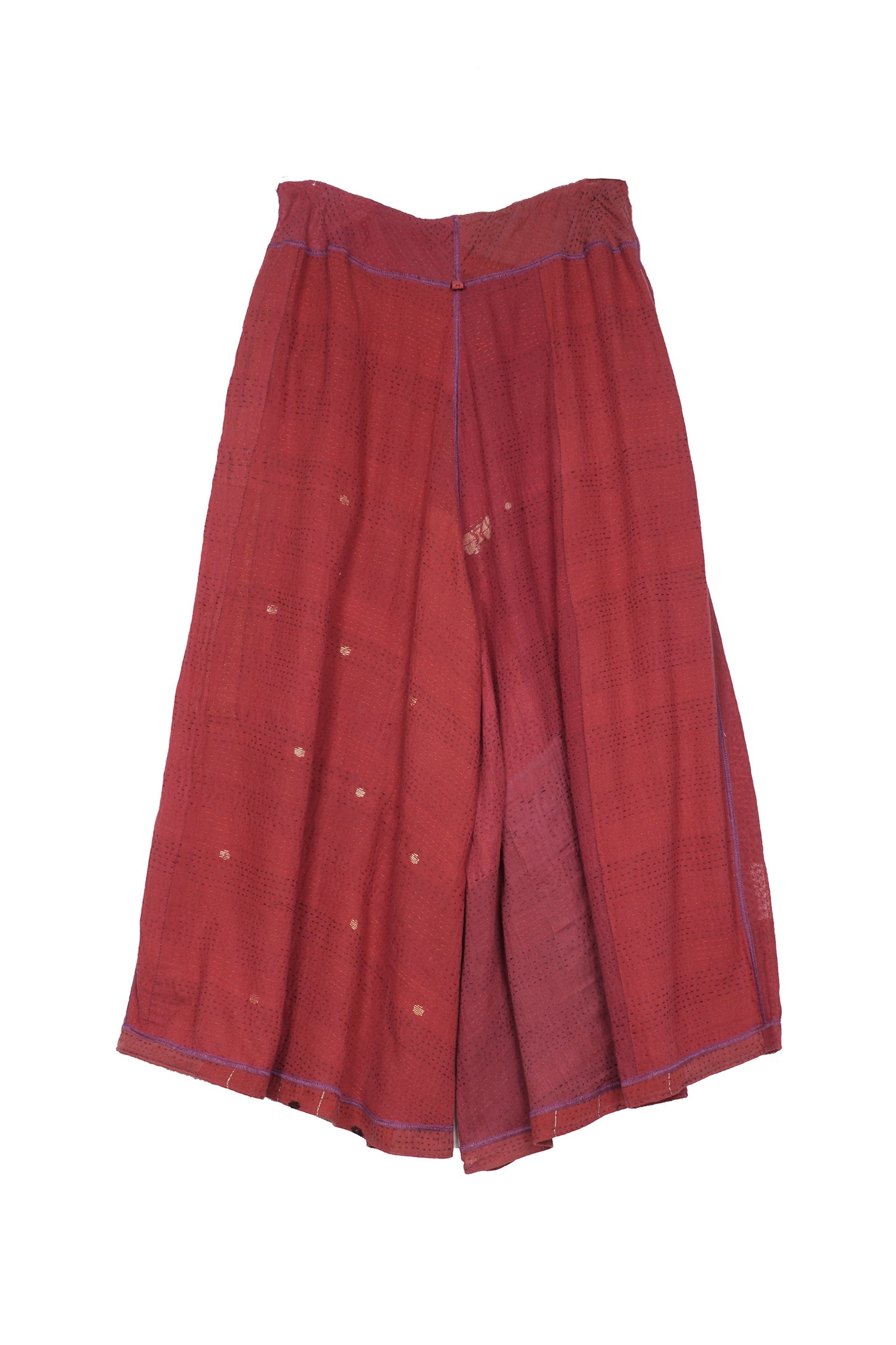 COTTON SILK SW PATCH KANTHA WIDE LEG SHORT PANTS