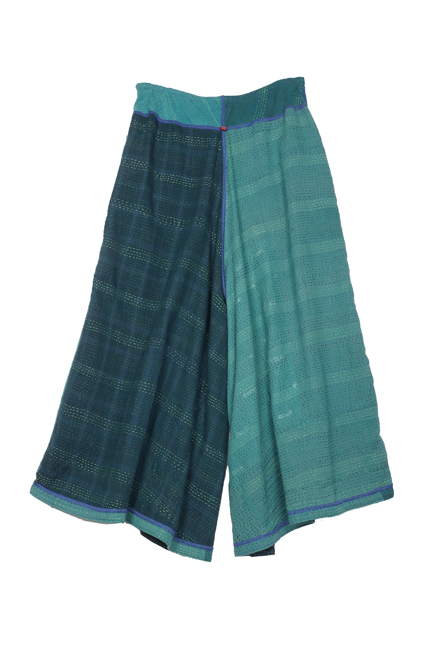 COTTON SILK SW PATCH KANTHA WIDE LEG SHORT PANTS