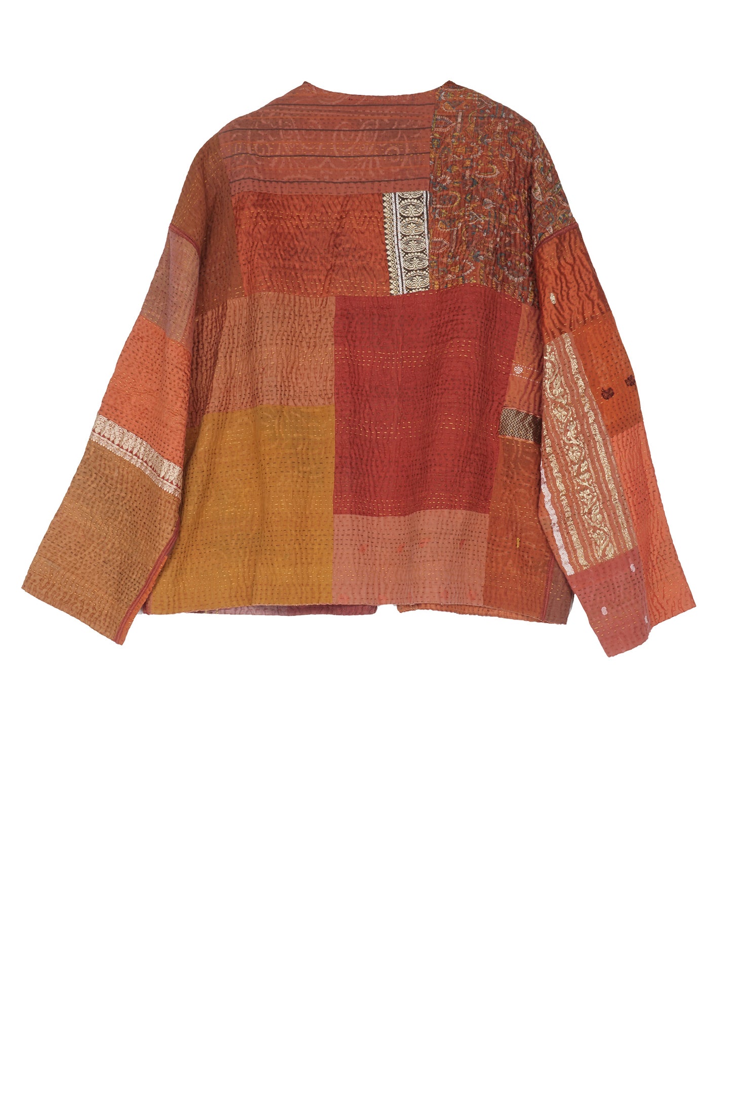 COTTON SILK SW PATCH KANTHA CREW NECK SHORT JKT