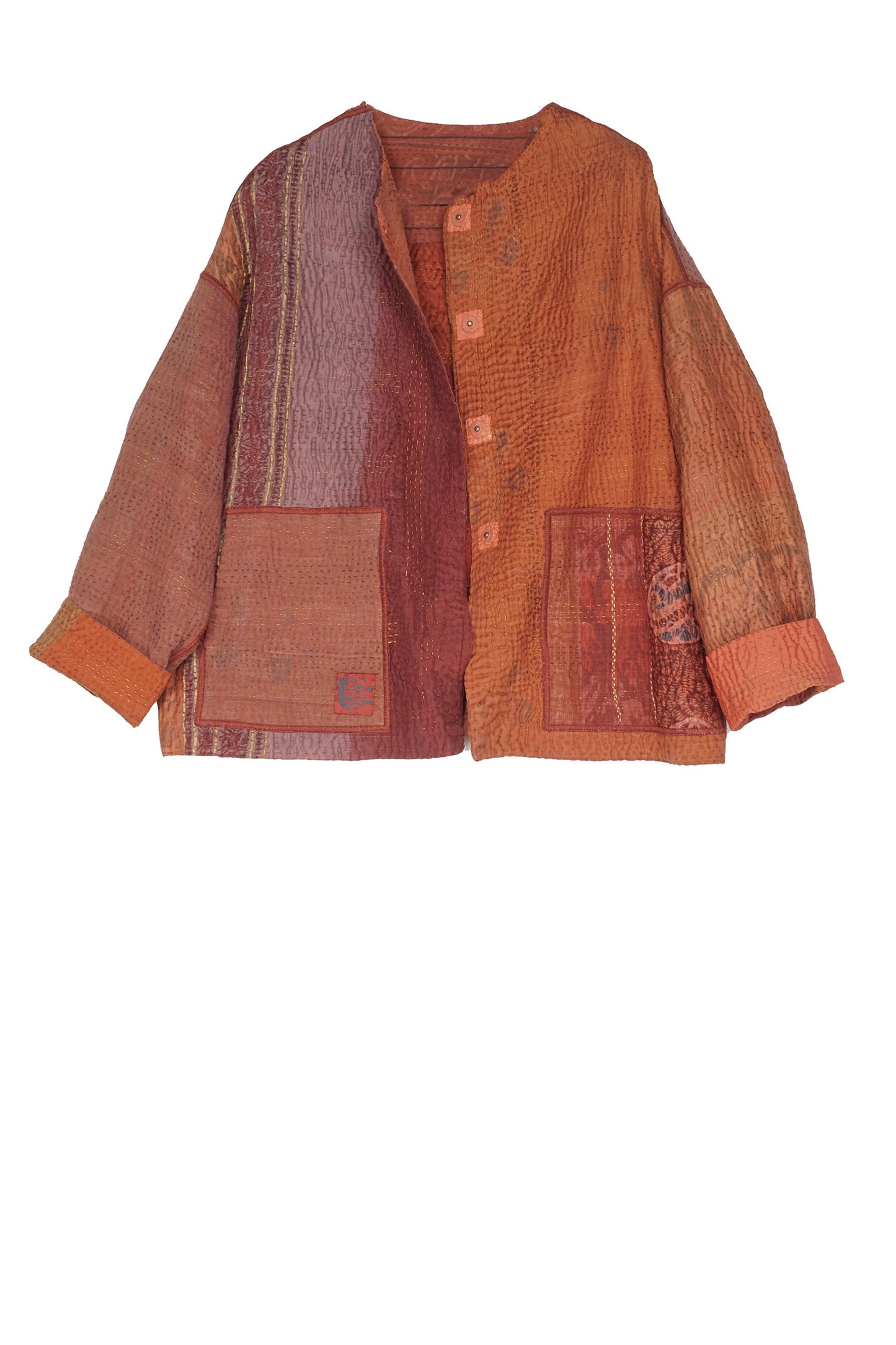 COTTON SILK SW PATCH KANTHA CREW NECK SHORT JKT