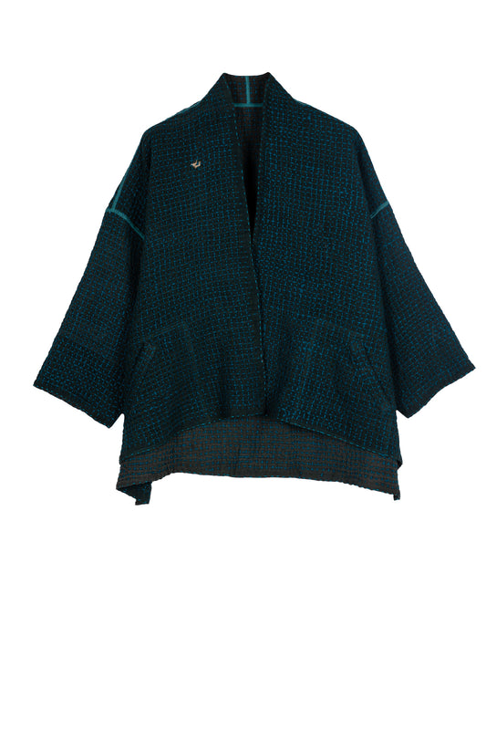 WOOL WAFFLE KANTHA MINI KIMONO JKT