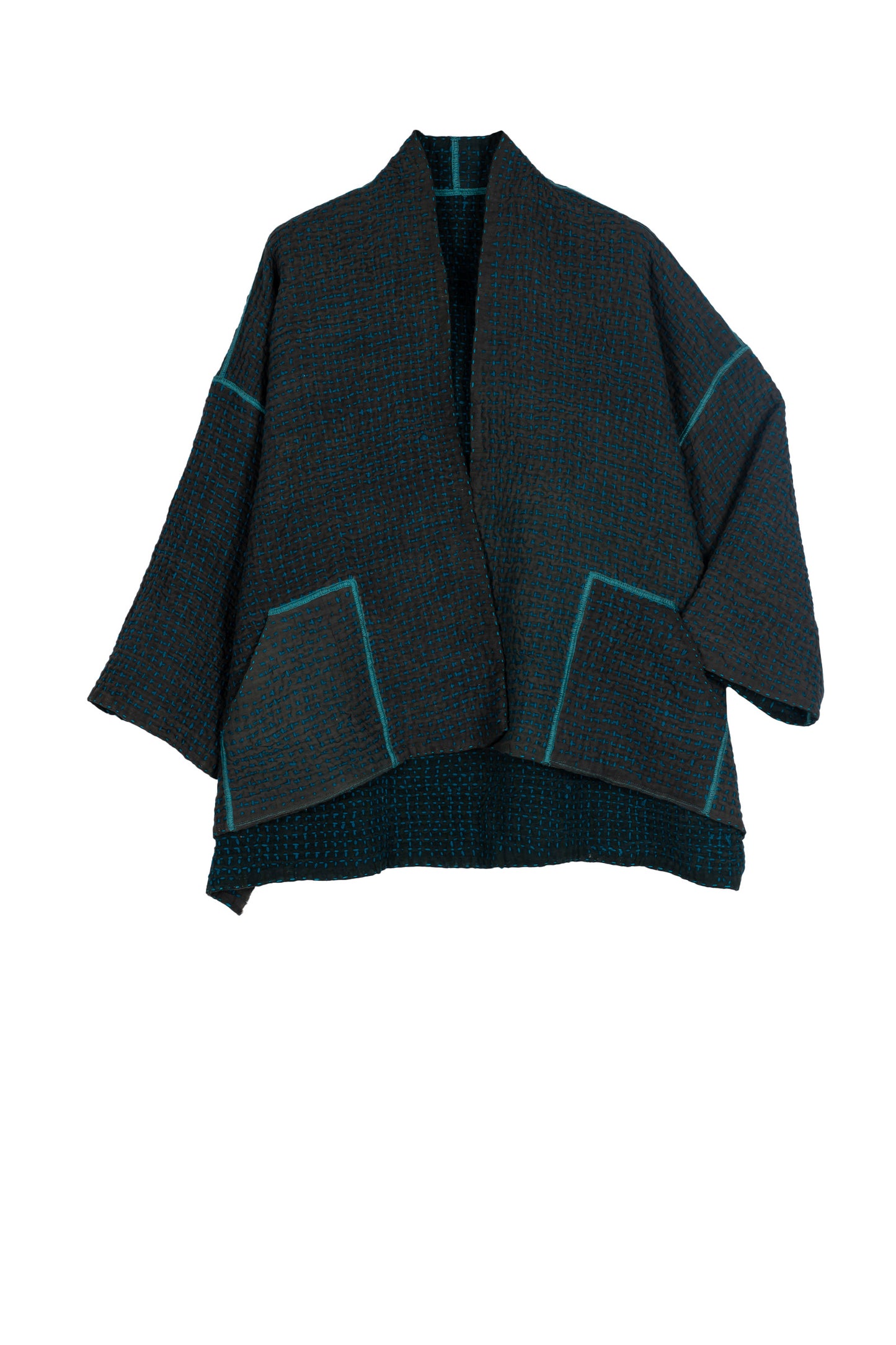 WOOL WAFFLE KANTHA MINI KIMONO JKT