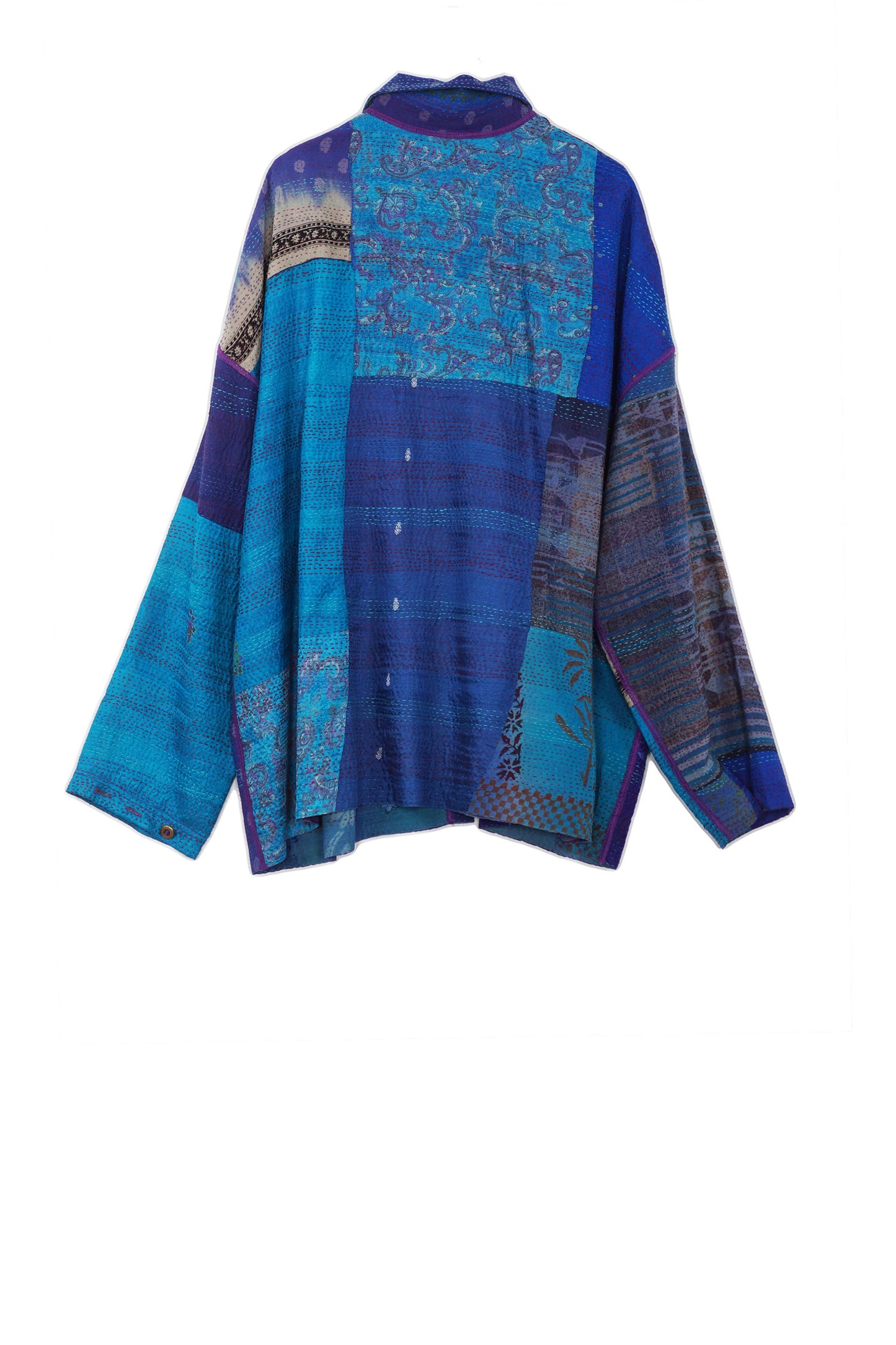 GEORGETTE VINTAGE SILK PATCH KANTHA CAMP SHIRT