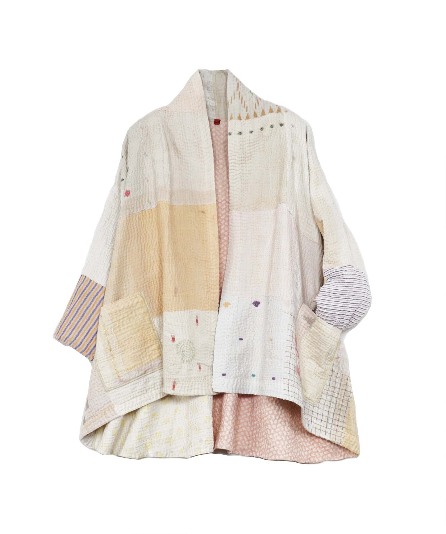 FRAYED PATCH MIX KANTHA KIMONO JKT