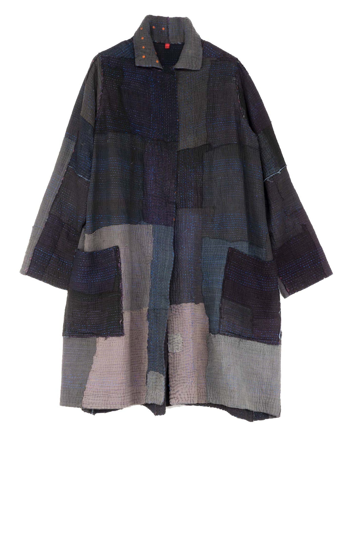 FRAYED PATCH KANTHA A-LINE DUSTER